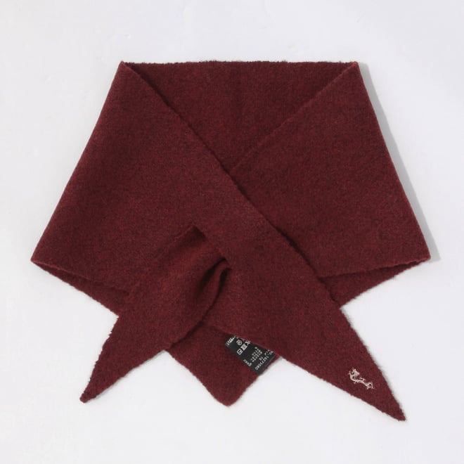 Triangle knit scarf with mini dragon embroidery 詳細画像 レッド 2