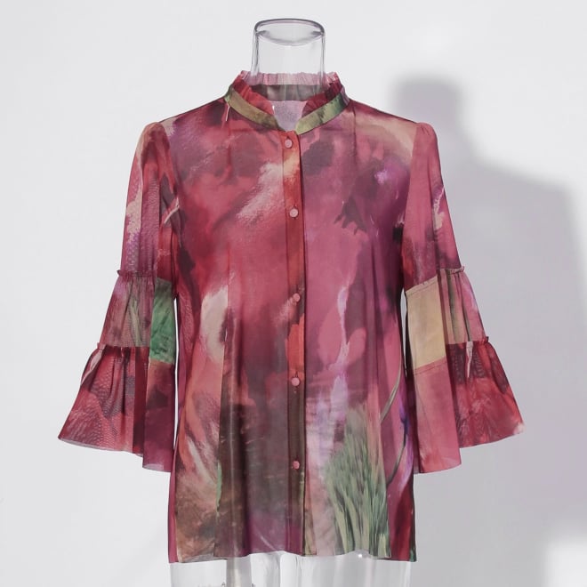【COMING SOON】Watercolor print net ブラウス