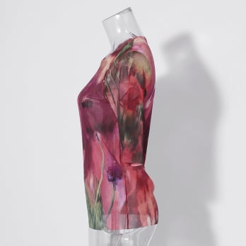 【COMING SOON】Watercolor print net ブラウス 詳細画像