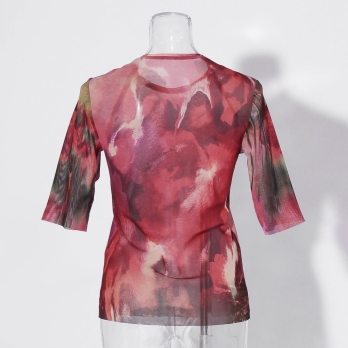【COMING SOON】Watercolor print net ブラウス 詳細画像