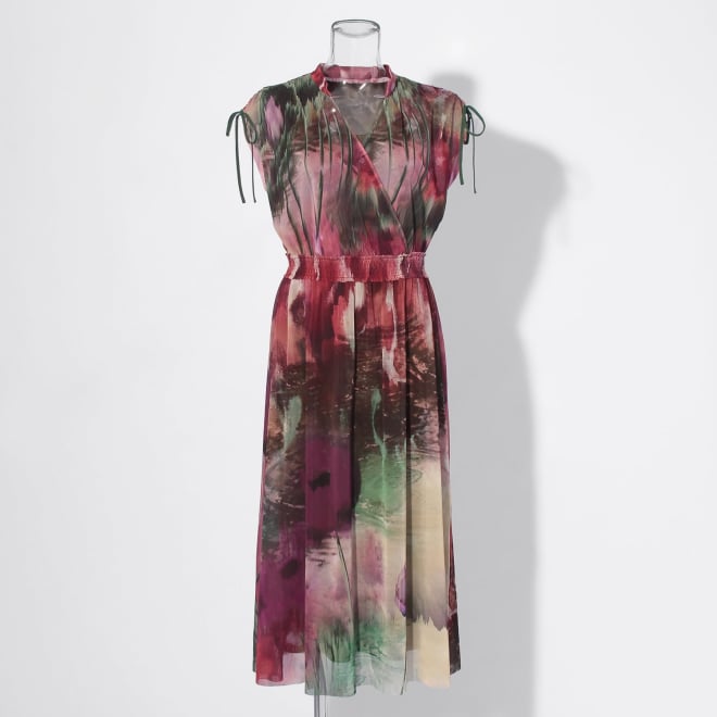 【COMING SOON】Watercolor print net ドレス