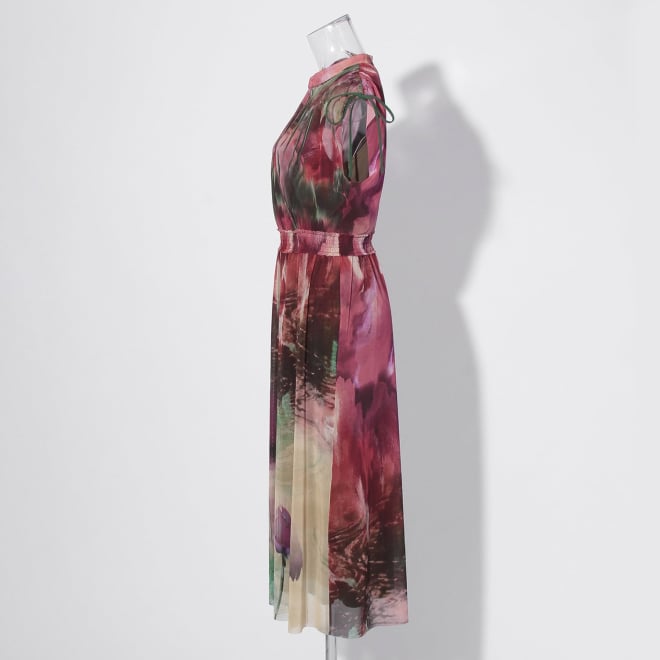 【COMING SOON】Watercolor print net ドレス 詳細画像 赤系マルチ 2