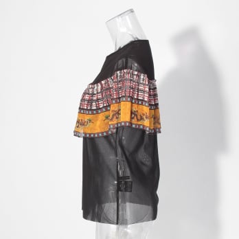 【COMING SOON】Plaid dragon print netting ブラウス 詳細画像