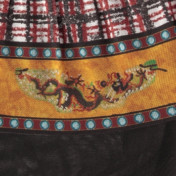 Plaid dragon print netting ブラウス 詳細画像