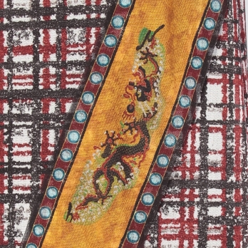 Plaid dragon print netting スカート 詳細画像