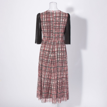 Plaid dragon print netting ドレス 詳細画像
