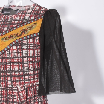 Plaid dragon print netting ドレス 詳細画像