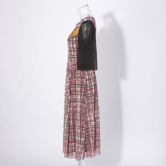 【COMING SOON】Plaid dragon print netting ドレス 詳細画像 黒系マルチ 2