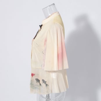 【COMING SOON】Lotus with goldfish print ブラウス 詳細画像