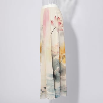【COMING SOON】Lotus with goldfish print スカート 詳細画像