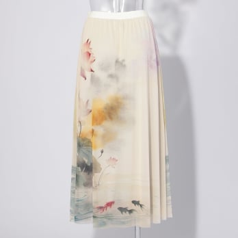 【COMING SOON】Lotus with goldfish print スカート 詳細画像