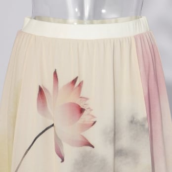 【COMING SOON】Lotus with goldfish print スカート 詳細画像