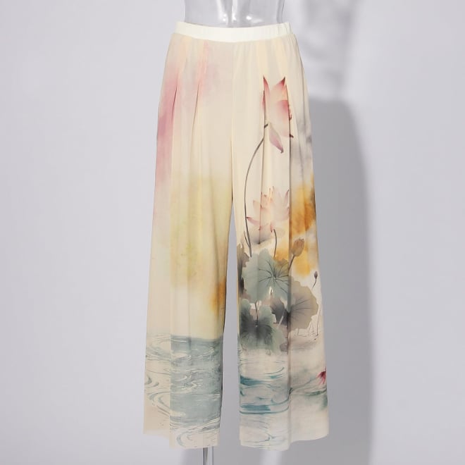 【COMING SOON】Lotus with goldfish print パンツ