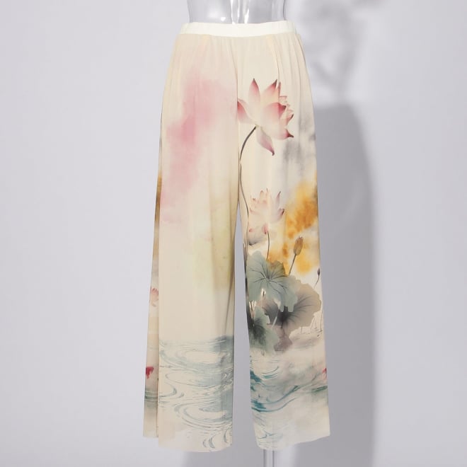【COMING SOON】Lotus with goldfish print パンツ 詳細画像 白系マルチ 3
