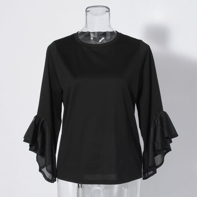 【COMING SOON】Sheer cuff top プルオーバー 詳細画像 ブラック 1