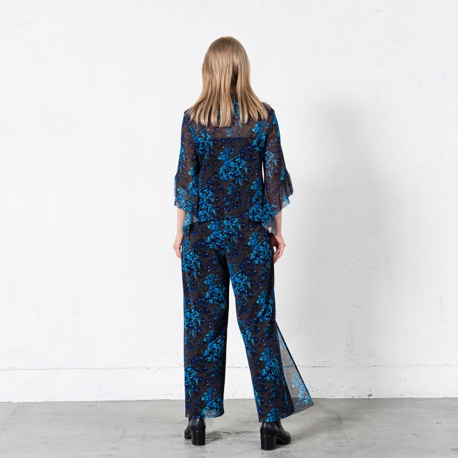 Herringbone dragon print net ブラウス 詳細画像 グレー系マルチ 3