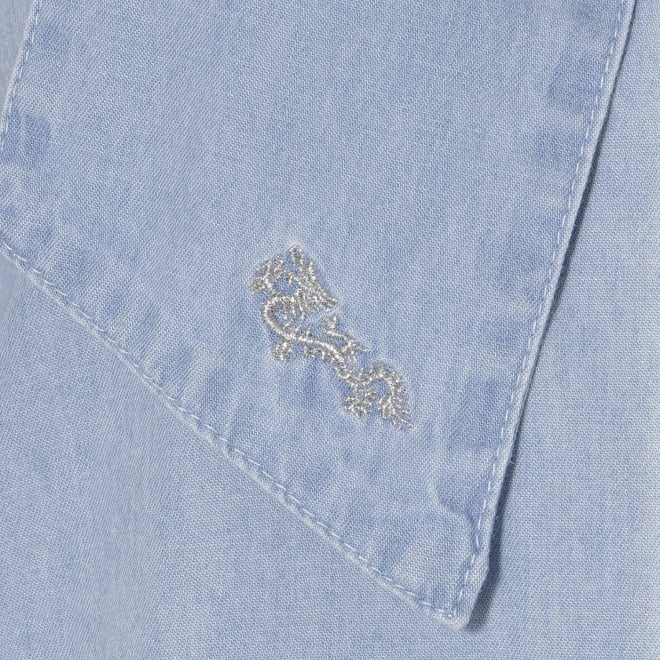 Denim bowtie blouse with dragon embroidery 詳細画像 ライトブルー 5