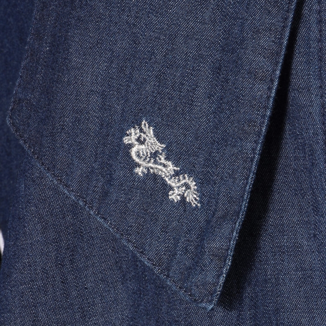 Denim bowtie blouse with dragon embroidery 詳細画像 ネイビー 6