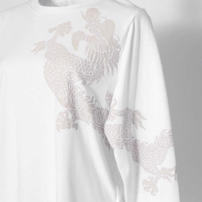 Dragon print long sleeve T-shirt 詳細画像 ホワイト 6