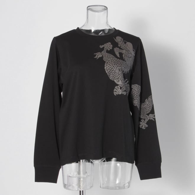 Dragon print long sleeve T-shirt 詳細画像 ブラック 1