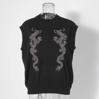 【COMING SOON】Vest with dragon embroidery ニット 詳細画像