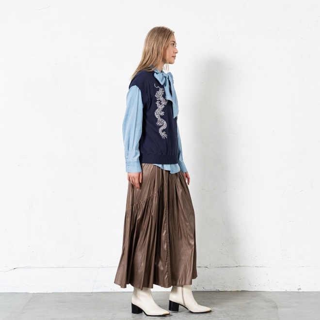 【COMING SOON】Vest with dragon embroidery ニット 詳細画像 ネイビー 4