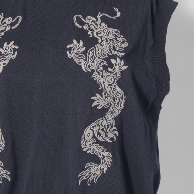 Vest with dragon embroidery ニット 詳細画像 ネイビー 9