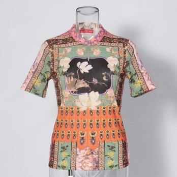 【COMING SOON】Garden print on stretch netting ブラウス