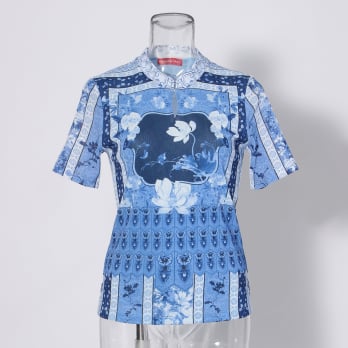 【COMING SOON】Garden print on stretch netting ブラウス 詳細画像