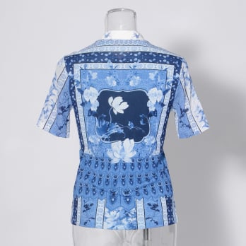 【COMING SOON】Garden print on stretch netting ブラウス 詳細画像