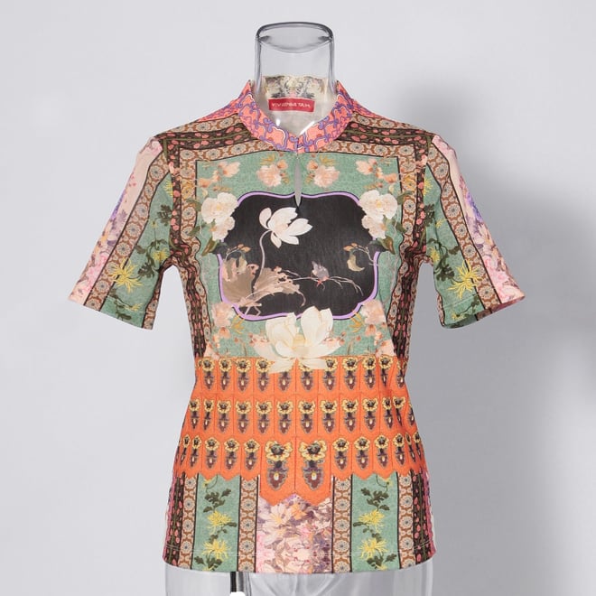 【COMING SOON】Garden print on stretch netting ブラウス