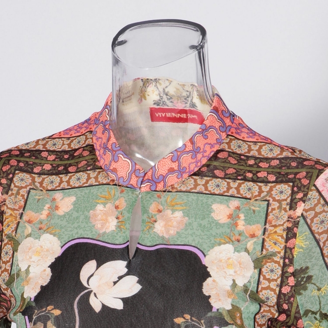 Garden print on stretch netting ブラウス 詳細画像 白系マルチ 8