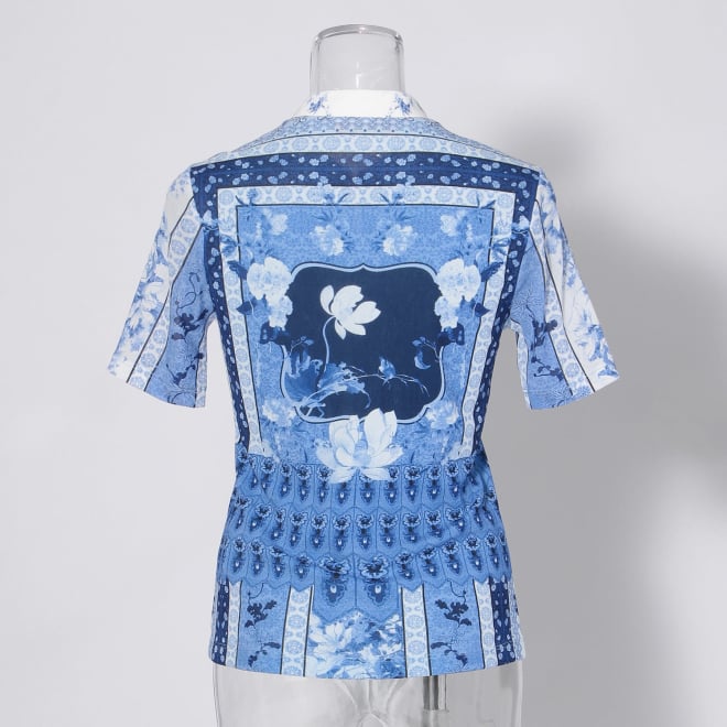 【COMING SOON】Garden print on stretch netting ブラウス 詳細画像 ブルー系マルチ 2