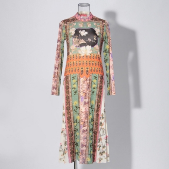 【COMING SOON】Garden print on stretch netting ドレス