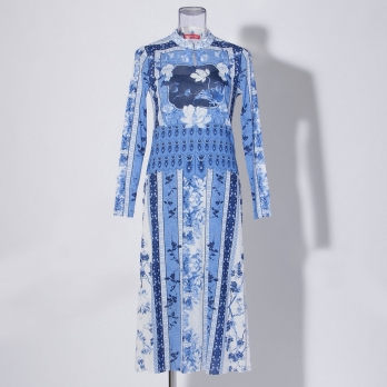 【COMING SOON】Garden print on stretch netting ドレス 詳細画像