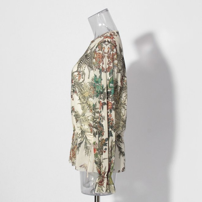 Zodiac print net ブラウス 詳細画像 白系マルチ 2