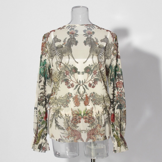 Zodiac print net ブラウス 詳細画像 白系マルチ 3