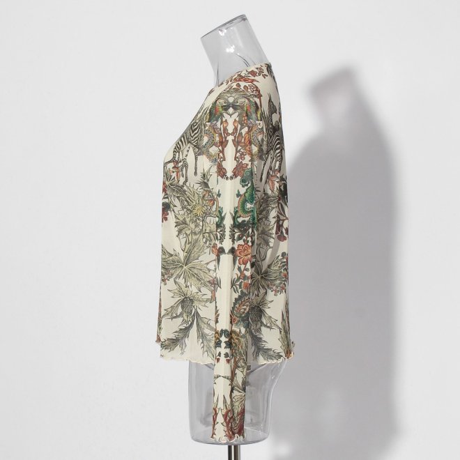 Zodiac print net ブラウス 詳細画像 白系マルチ 2