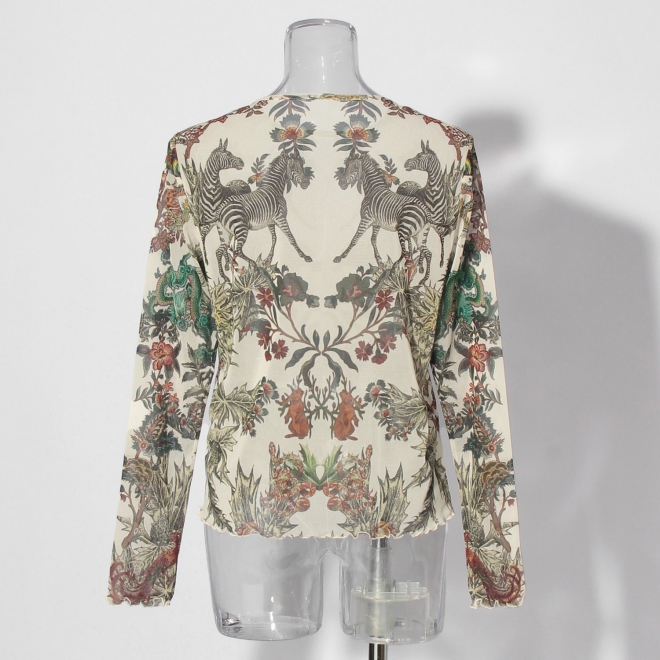 Zodiac print net ブラウス 詳細画像 白系マルチ 3