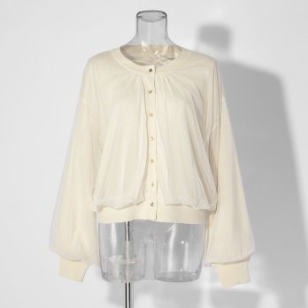 【COMING SOON】WL チュールギャザーレイヤード カーディガン 詳細画像