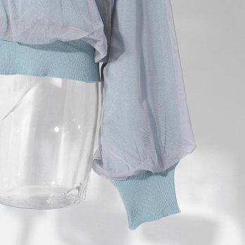 【COMING SOON】WL チュールギャザーレイヤード カーディガン 詳細画像