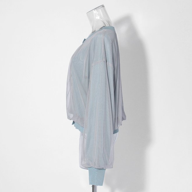 【COMING SOON】WL チュールギャザーレイヤード カーディガン 詳細画像 ライトブルー 2
