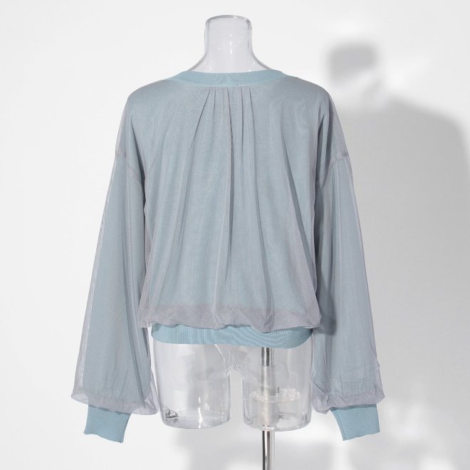 【COMING SOON】WL チュールギャザーレイヤード カーディガン 詳細画像 ライトブルー 3