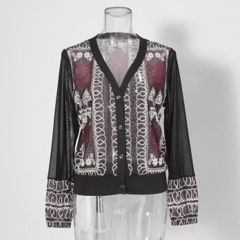 【COMING SOON】Dragon lace print net ブラウス