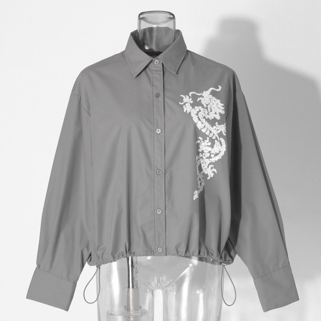 【COMING SOON】Dragon print shirt ブラウス 詳細画像 ライトグレー 1