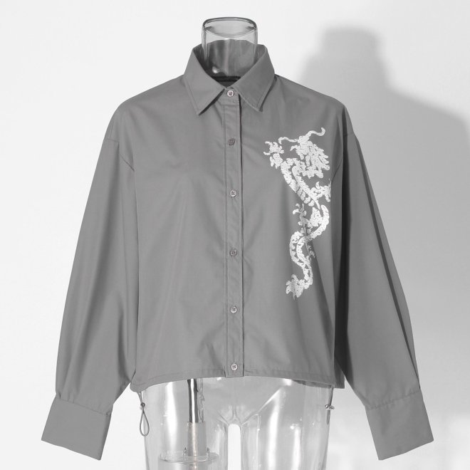 【COMING SOON】Dragon print shirt ブラウス 詳細画像 ライトグレー 4
