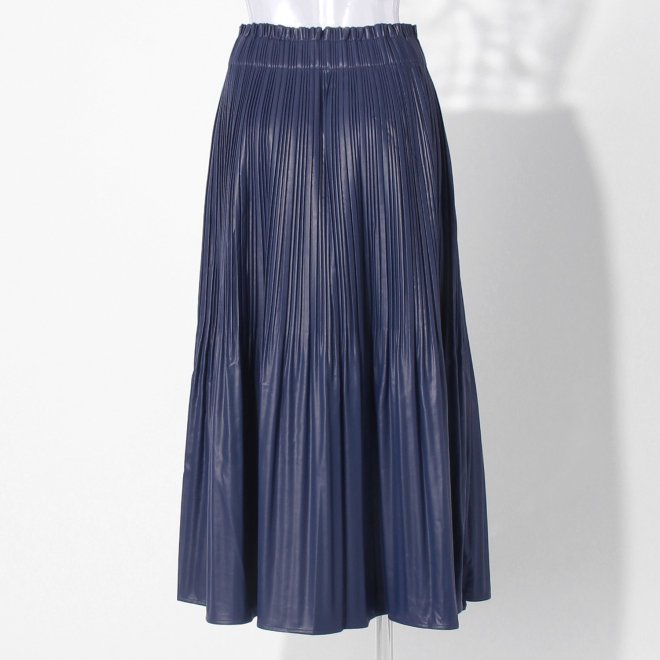 【COMING SOON】WL エコレザープリーツ スカート 詳細画像 ネイビー 3