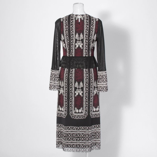 【COMING SOON】Dragon lace print net ドレス 詳細画像 黒系マルチ 3