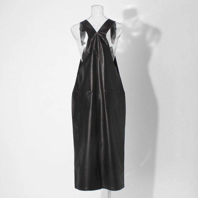 【COMING SOON】Fake leather ジャンパースカート 詳細画像 ブラック 3