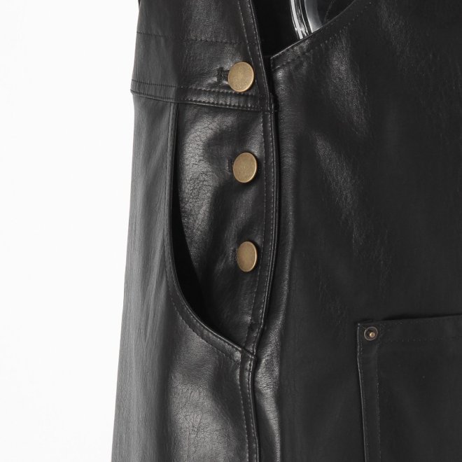 【COMING SOON】Fake leather ジャンパースカート 詳細画像 ブラック 5